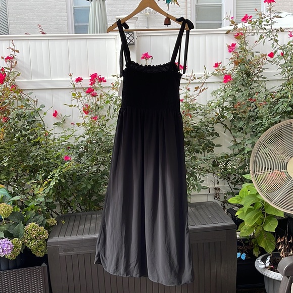 Black Tape_ Women's Tied-Strap Black Smocked Maxi Dress - Large - Picture 10 of 15